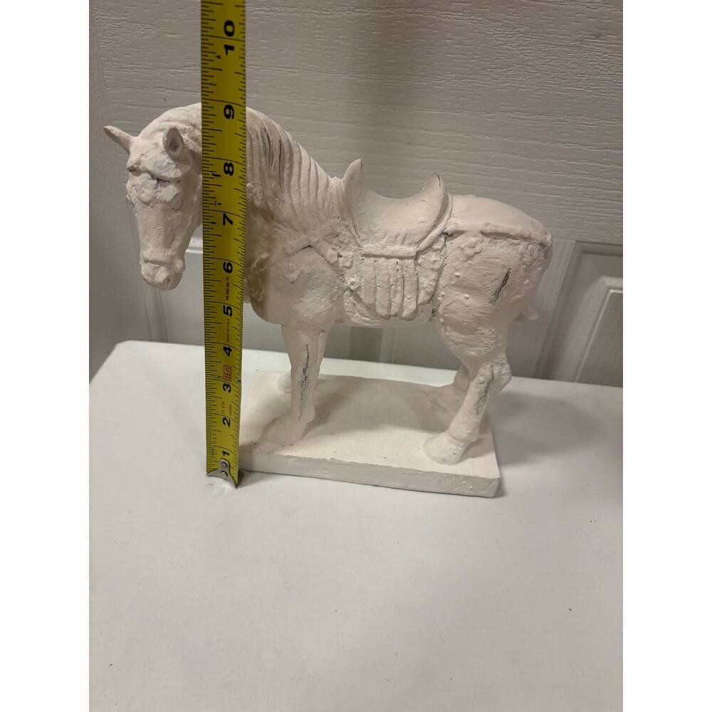 White Horse Sculpture Equestrian Decor Carved Wood Gesso Chinoiserie Statue - Picture 11 of 15